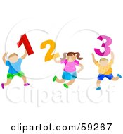 Poster, Art Print Of School Children Carrying 1 2 3 Numbers