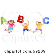 Poster, Art Print Of School Children Carrying Abc Letters