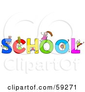 Poster, Art Print Of Stick Children Playing On The Word School