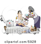 Emergency Medical Technicians EMTs Treating A Patient Clipart Picture