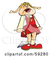 Royalty Free RF Clipart Illustration Of A Bratty School Girl Breaking A Pencil And Screaming