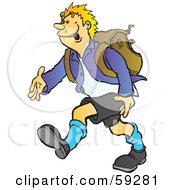 Poster, Art Print Of High School Boy Walking And Wearing A Backpack