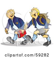 Royalty Free RF Clipart Illustration Of Two High School Boys Walking And Talking