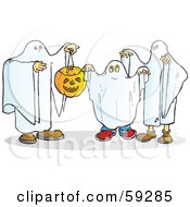 Poster, Art Print Of Group Of Halloween Ghosts With A Pumpkin