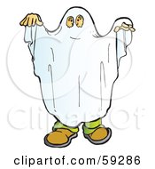 Kid Wearing A White Sheet Being A Halloween Ghost