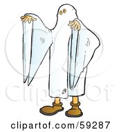 Royalty Free RF Clipart Illustration Of A Child Wearing A White Sheet Being A Halloween Ghost