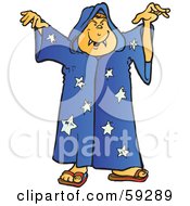Royalty Free RF Clipart Illustration Of A Halloween Wizard With Fangs Holding His Arms Up