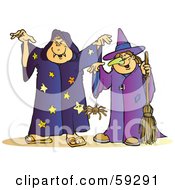 Poster, Art Print Of Halloween Witch And Wizard With A Spider