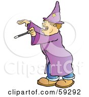 Royalty Free RF Clipart Illustration Of A Halloween Wizard Holding A Wand