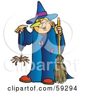 Poster, Art Print Of Halloween Witch With A Spider Dangling From Her Hand