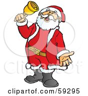 Poster, Art Print Of Santa Singing And Ringing A Charity Bell