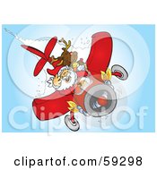 Poster, Art Print Of Santa And Rudolph Flying A Plane