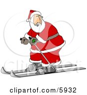 Poster, Art Print Of Santa Skiing On Snow