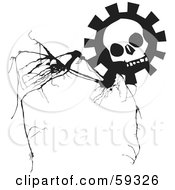 Royalty Free RF Clipart Illustration Of A Skull Gear Flower On A Branch by xunantunich