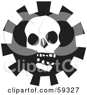 Royalty Free RF Clipart Illustration Of A Creepy White Skull Over A Gear Version 2 by xunantunich