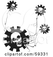 Royalty Free RF Clipart Illustration Of A Skull Gear Flowers On A Creepy Plant by xunantunich