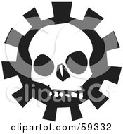 Royalty Free RF Clipart Illustration Of A Creepy White Skull Over A Gear Version 3 by xunantunich #COLLC59332-0119
