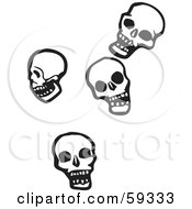 Poster, Art Print Of Four Falling Human Skulls