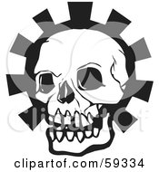 Poster, Art Print Of Black Human Skull Head Over A Gear