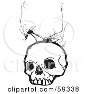 Royalty Free RF Clipart Illustration Of A Human Skull With Crack Marks