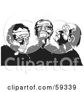 Royalty Free RF Clipart Illustration Of Three Black Aned White Zombies by xunantunich