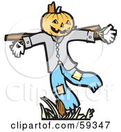 Scarecrow With A Pumpkin Head