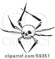 Royalty Free RF Clipart Illustration Of A Human Skull With Spider Legs
