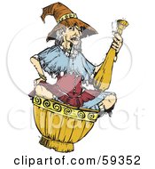 Royalty Free RF Clipart Illustration Of An Old Witch Woman Sitting In A Cauldron by xunantunich