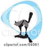 Poster, Art Print Of Frightened Cat Arching Its Back Against A Full Moon