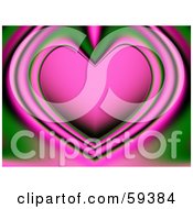 Royalty Free RF Clipart Illustration Of A Pink And Green Radiating Heart Background