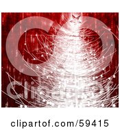 Royalty Free RF Clipart Illustration Of A White Sparkling Christmas Tree Topped With A Star On Red