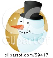 Poster, Art Print Of Friendly Snowman Face With A Carrot Nose And Top Hat