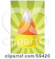 Poster, Art Print Of Shiny Piece Of Candy Corn On A Shining Green Background
