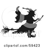 Poster, Art Print Of Silhouetted Wicked Witch In Profile Flying On Her Broomstick