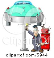 Mechanic Working On An Old Classic Car Clipart Picture by djart #COLLC5944-0006