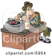 Disc Jockey DJ Putting A Record On A The Player Clipart Picture