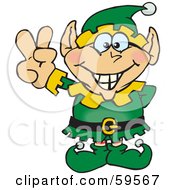Poster, Art Print Of Peaceful Male Christmas Elf Gesturing The Peace Sign