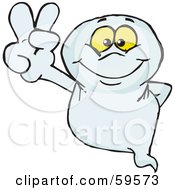 Royalty Free RF Clipart Illustration Of A Peaceful Ghost Gesturing The Peace Sign by Dennis Holmes Designs