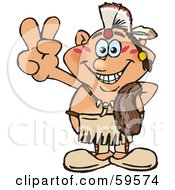 Royalty Free RF Clipart Illustration Of A Peaceful Native American Man Gesturing The Peace Sign