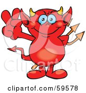 Poster, Art Print Of Peaceful Red Devil Gesturing The Peace Sign