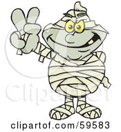 Royalty Free RF Clipart Illustration Of A Peaceful Mummy Gesturing The Peace Sign by Dennis Holmes Designs