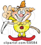 Royalty Free RF Clipart Illustration Of A Deceiving Killer Clown Gesturing The Peace Sign by Dennis Holmes Designs