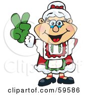 Poster, Art Print Of Peaceful Mrs Claus Gesturing The Peace Sign