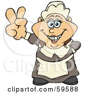 Royalty Free RF Clipart Illustration Of A Female Pilgrim Giving A Peace Hand Gesture by Dennis Holmes Designs