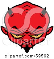 Royalty Free RF Clipart Illustration Of A Red Satan Head With Yellow Eyes Horns And A Goatee by John Schwegel #COLLC59592-0127