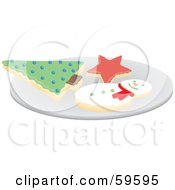 Poster, Art Print Of Plate Of Christmas Tree Star And Snowman Cookies