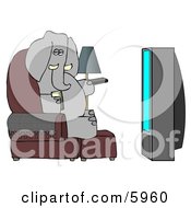 Poster, Art Print Of Human-Like Elephant Watching Tv And Drinking Beer
