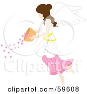 Poster, Art Print Of Brunette Female Angel Pouring Hearts From A Bowl