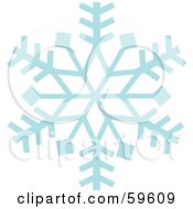 Poster, Art Print Of Ice Blue Snowflake On White