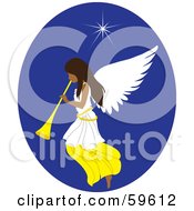 Poster, Art Print Of Beautiful Christmas Angel With A Horn Under The North Star